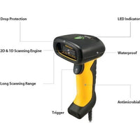 Adesso NUSCAN 5200TU Antimicrobial & Waterproof 2D Barcode Scanner - Cable