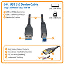 Tripp Lite U322-006-BK 6ft USB 3.0 SuperSpeed Device Cable 5 Gbps