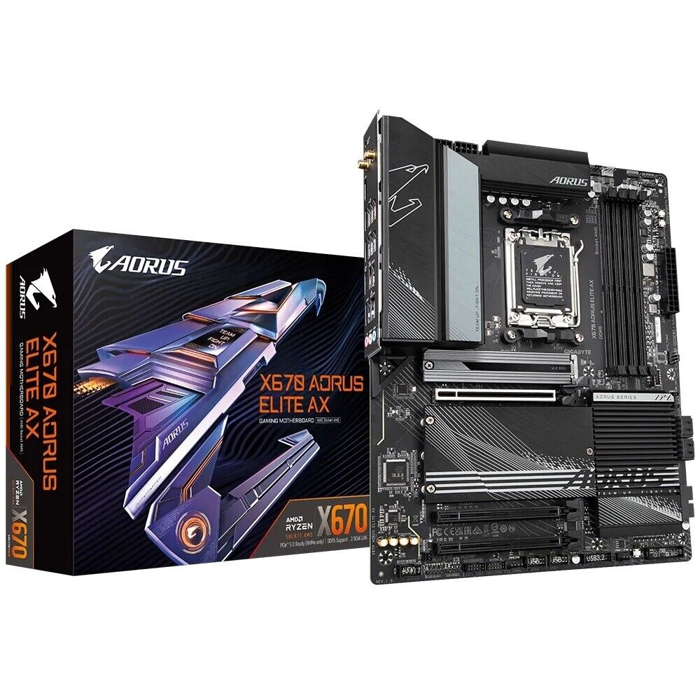 Gigabyte X670 AORUS ELITE AX Motherboard Socket AM5 X670 Max128G DDR5 ATX Retail