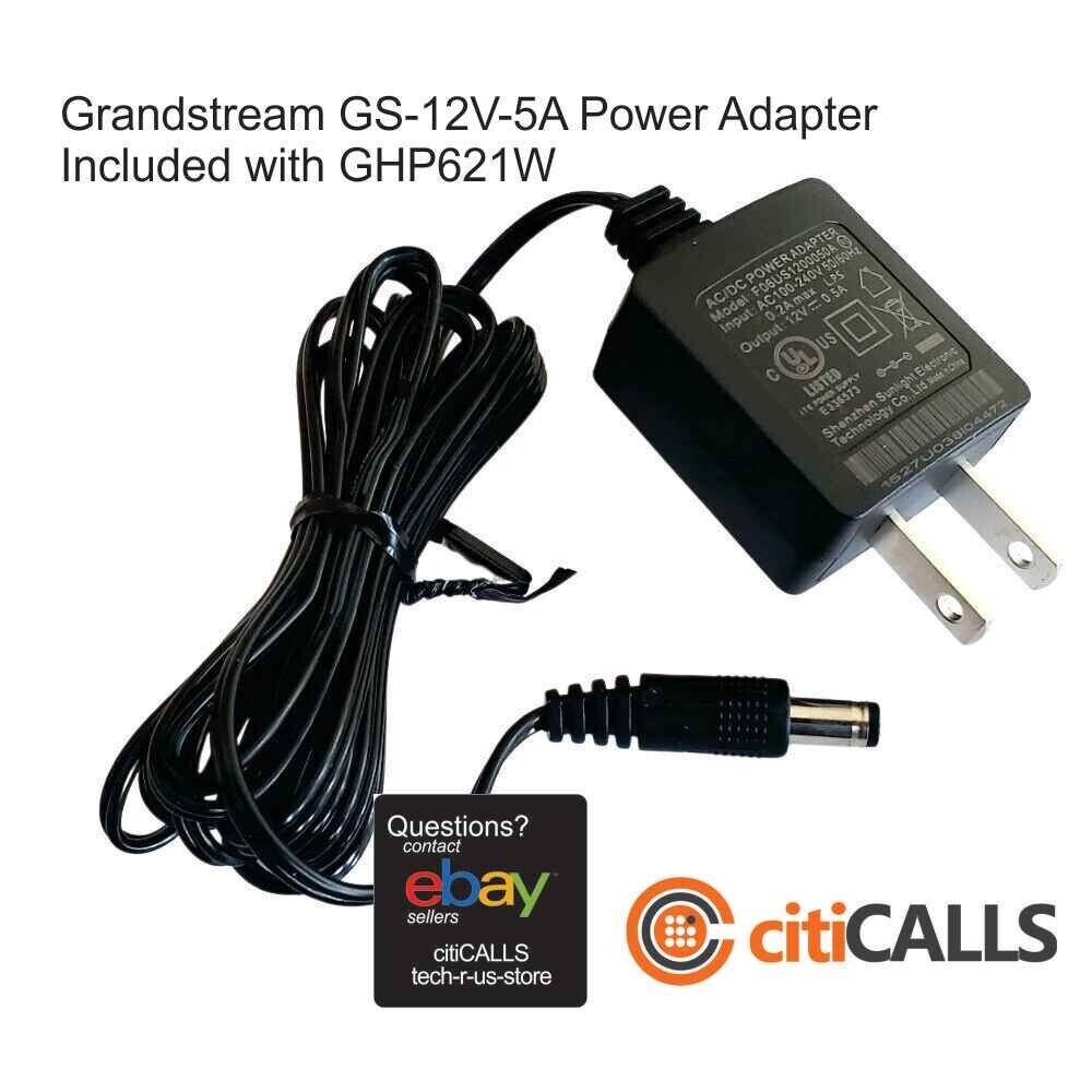 Grandstream GS-12V-PSU 12V .5A US Power Adapter 621 2130 2135 3611 3500 Phones