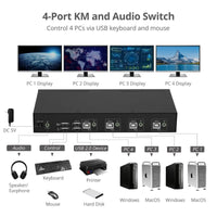 SIIG JU-SW4311-S1 4-Port Roaming KM Switch with USB 2.0 Hub Retail