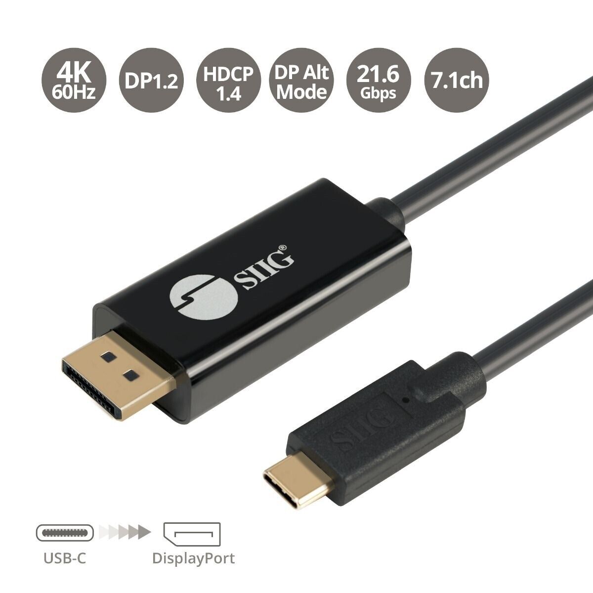 SIIG CB-TC0K11-S1 USB-C to DisplayPort Cable 2M OPP Bag