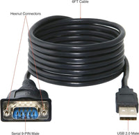 Sabrent SBT-FTDI 6Ft USB Type A to Male Serial 9 PIN DB9 RS232 Cable Black