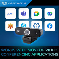 Adesso CYBERTRACK K1 1080P Full HD USB Webcam w Dual Mic Privacy Shutter Tripod