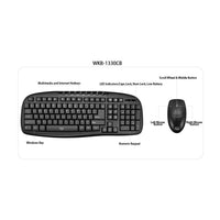 Adesso WKB-1330CB Wireless Keyboard and Optical 3 Button Mouse Combo +Multimedia