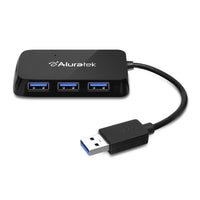 Aluratek AUH2304F 4 Port USB 3.0 SuperSpeed Hub w 4" Cable Plug N Play up to 5G