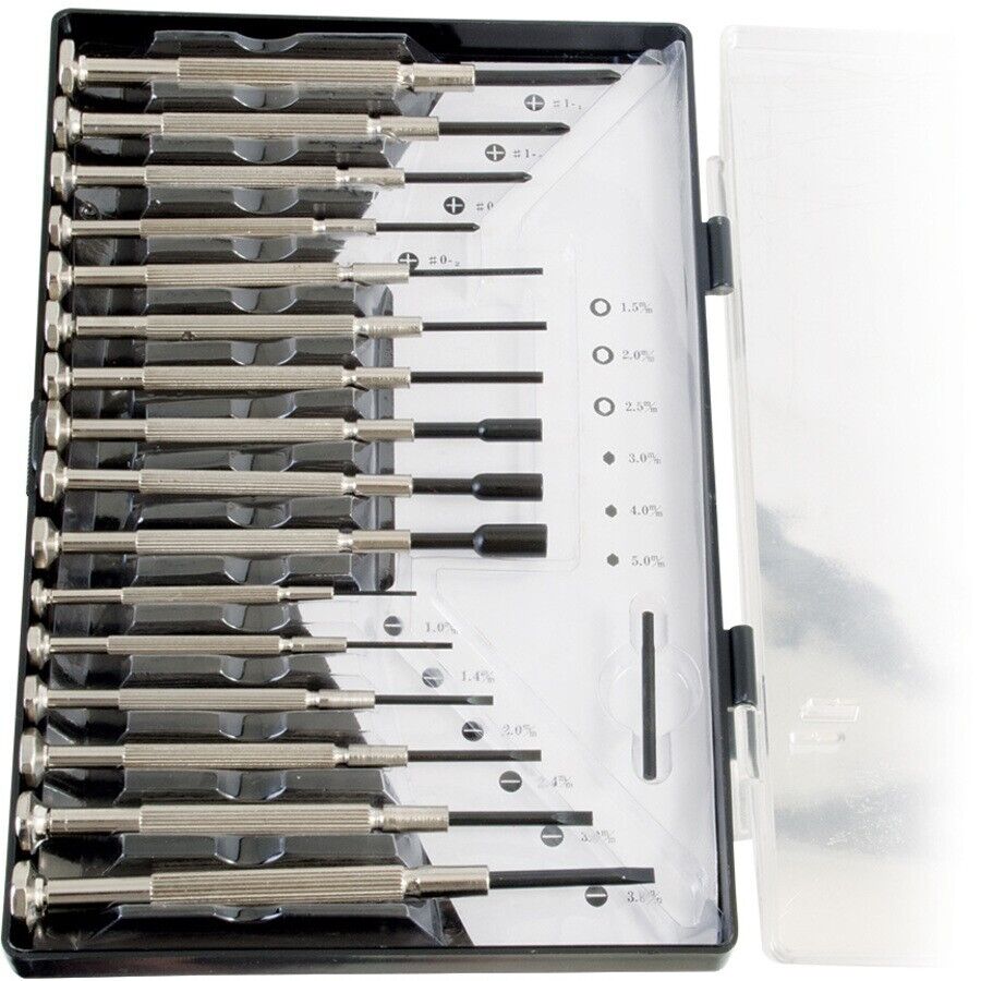 C2G 38014 16-Piece Jeweler Screwdriver Set 6 Slotted 4 Philips 3 Hex 3 Nut