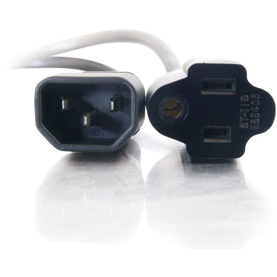 C2G 03147 1FT (12") Monitor Power Cord Male Female 18AWG IEC320C14 NEMA 5-15R