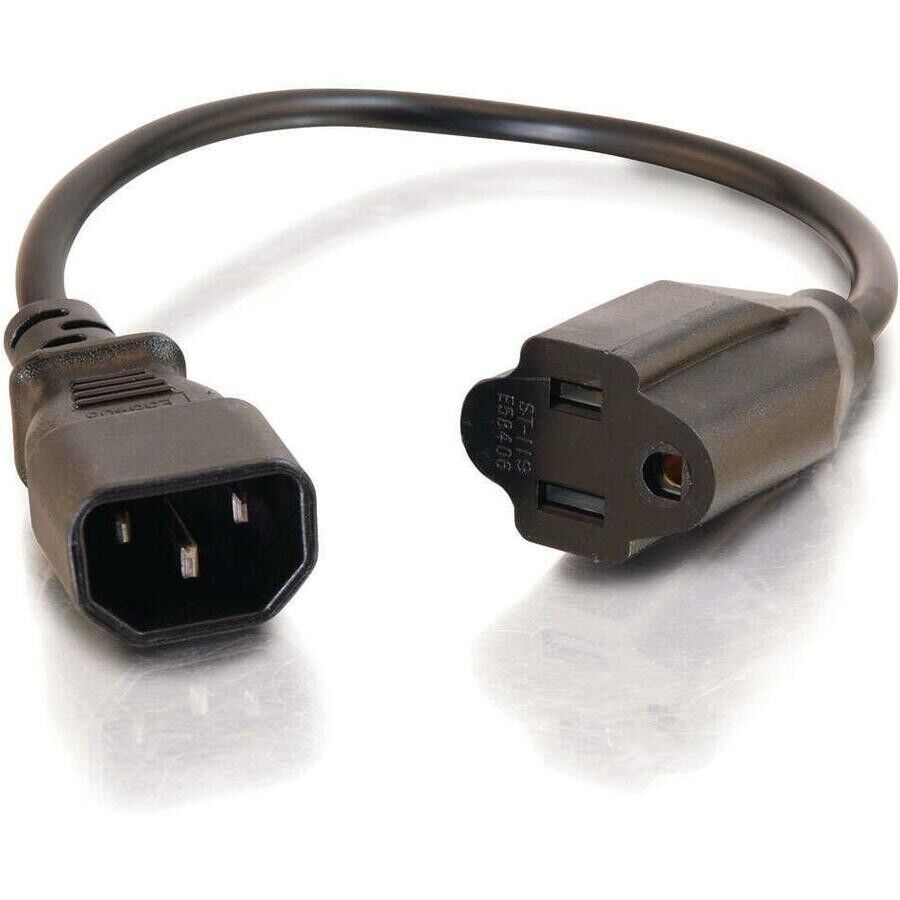 C2G 03147 1FT (12") Monitor Power Cord Male Female 18AWG IEC320C14 NEMA 5-15R