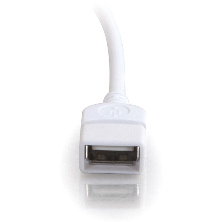 C2G 19018 6FT (72") USB-A to A Passive Male to Female WHITE Cord Cable