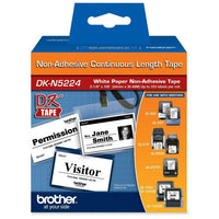 Brother DKN5224 DK 2.1" x 100' Black on White Non-Adhesive Continuous Paper Tape