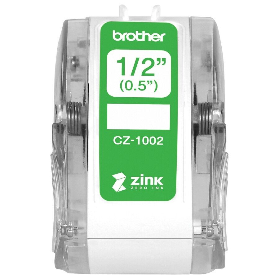 Brother CZ1002 0.5" x 16.4' (12mmx5m) Long Paper Label Roll Water Resistant ZINK