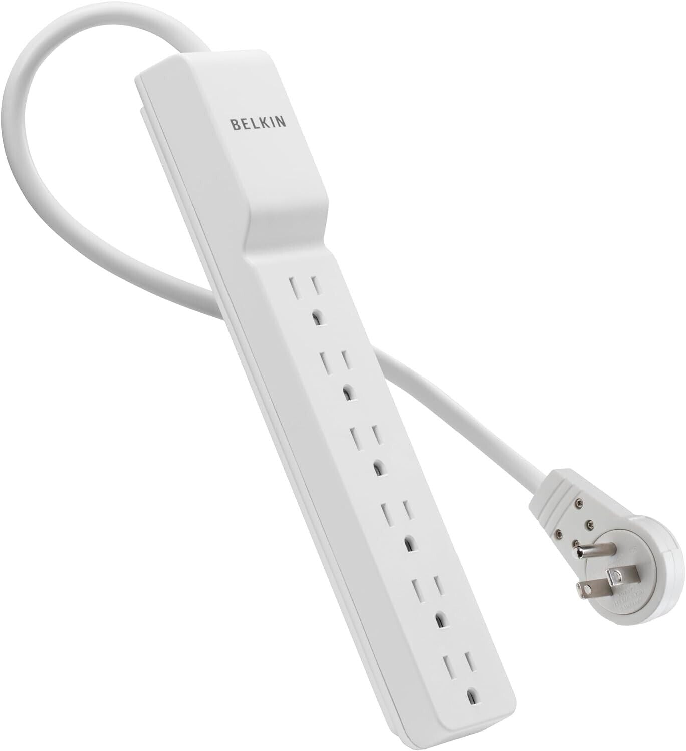 Belkin BE106001-06R 6 Outlet Power Strip Surge Protector 6' Rotating Plug WHITE