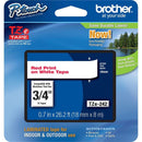 Brother TZE242 P-Touch 3/4"x26.2' RED on WHITE Laminated Label Tape Cartridge