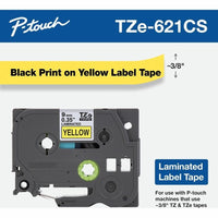 Brother TZE621CS P-Touch 3/8"x26.2' BLACK on YELLOW Laminated Label Tape Cartrdg