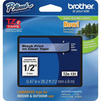 Brother TZE131 P-Touch 1/2"x26.2' CLEAR TZe Laminated Tape Cartridge Grease Temp