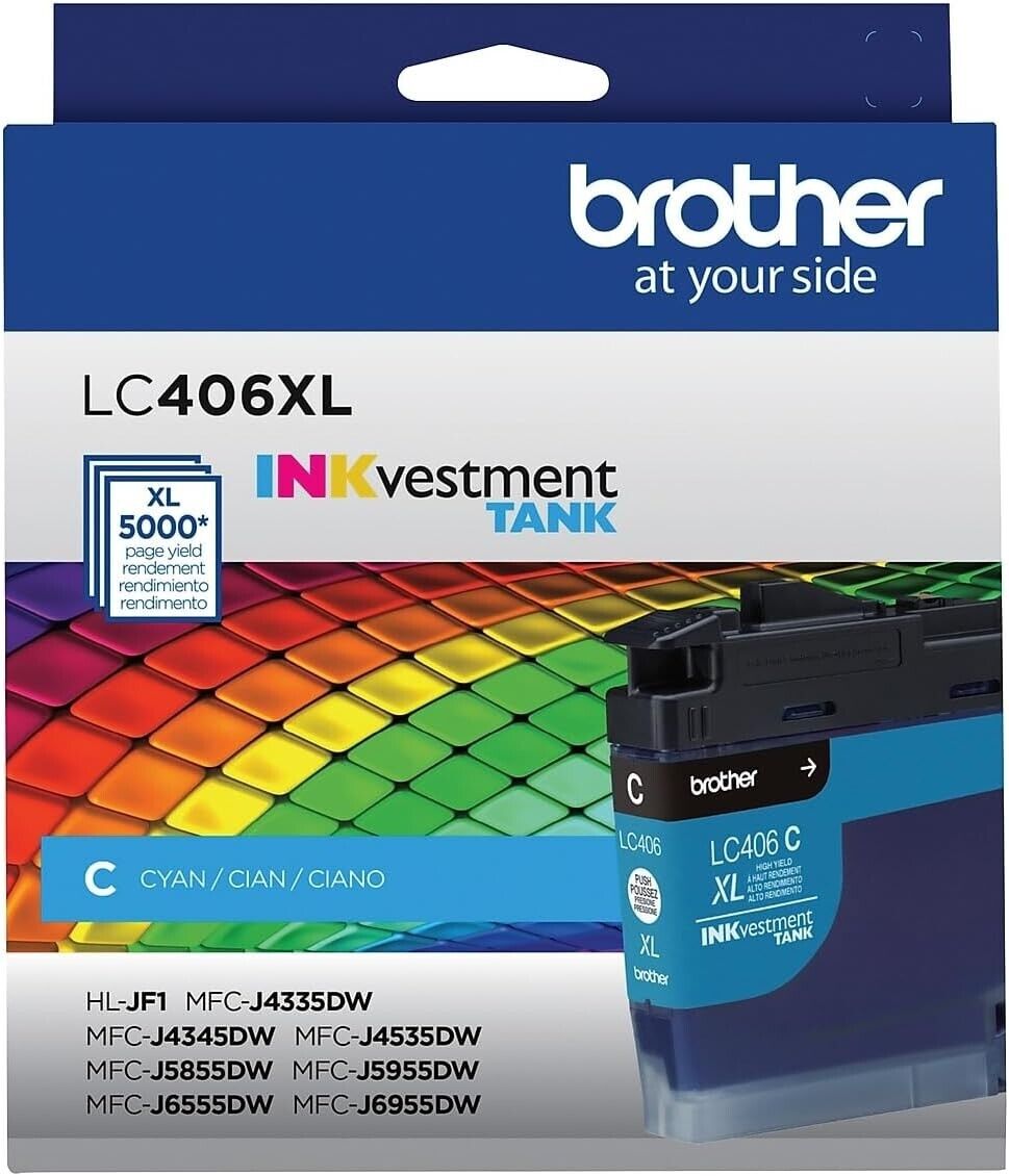 Brother INKvestment LC406XLCS High Yield CYAN Ink Cartridge up to 5000 Pages