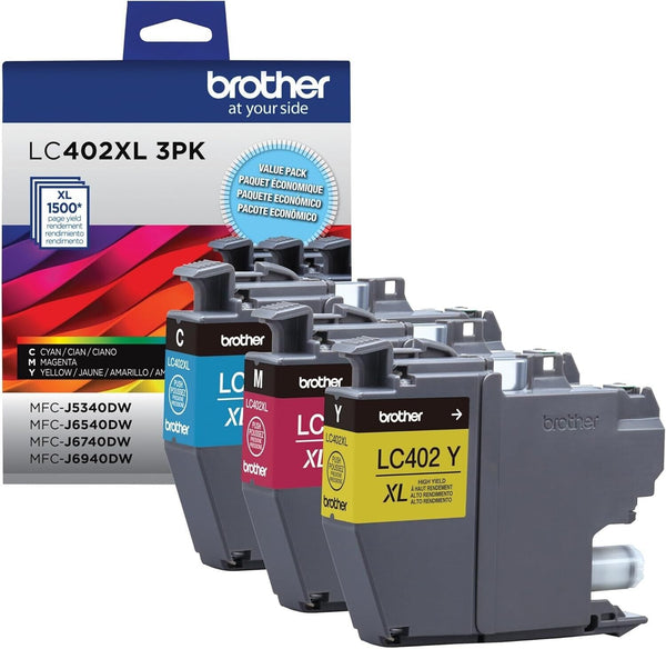 Brother Original LC402XL3PKS High Yield CYAN MAGENTA YELLOW 3 Colors per Order
