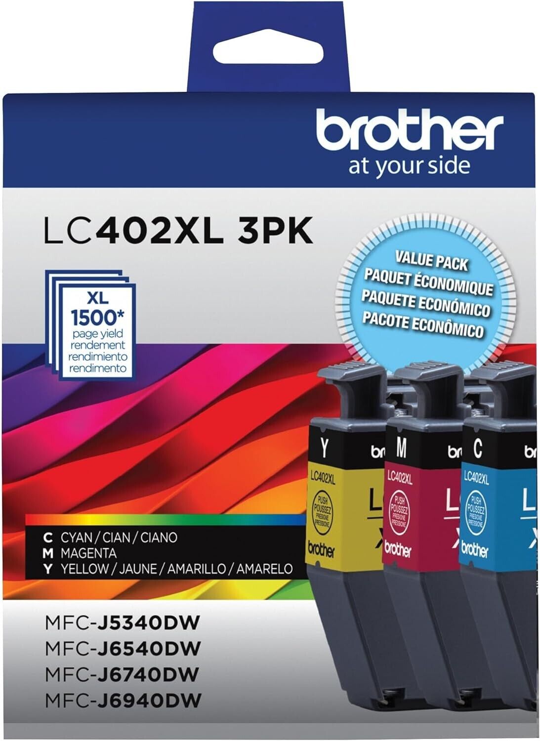 Brother Original LC402XL3PKS High Yield CYAN MAGENTA YELLOW 3 Colors per Order