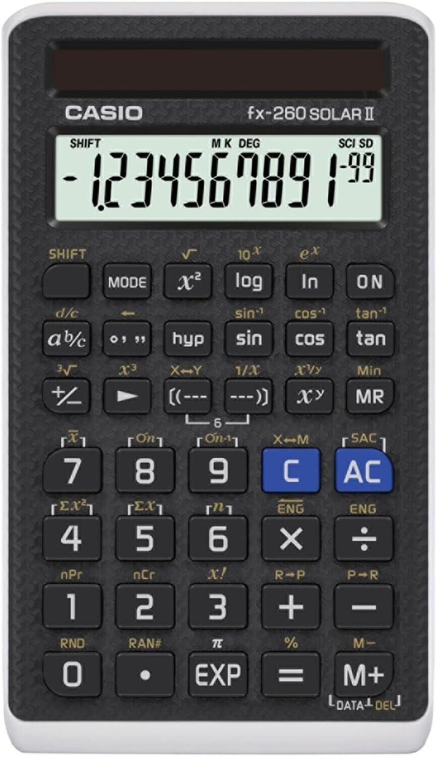 Casio FX-260SOLARII-S-IH SOLAR II Scientific Calculator 12 Digits Slide-on Cover