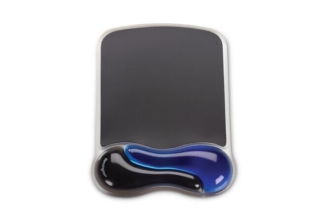 Kensington K62401AM Duo Gel Wave Mouse Pad Wrist Rest Soft Pillow Black Blue