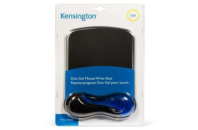 Kensington K62401AM Duo Gel Wave Mouse Pad Wrist Rest Soft Pillow Black Blue
