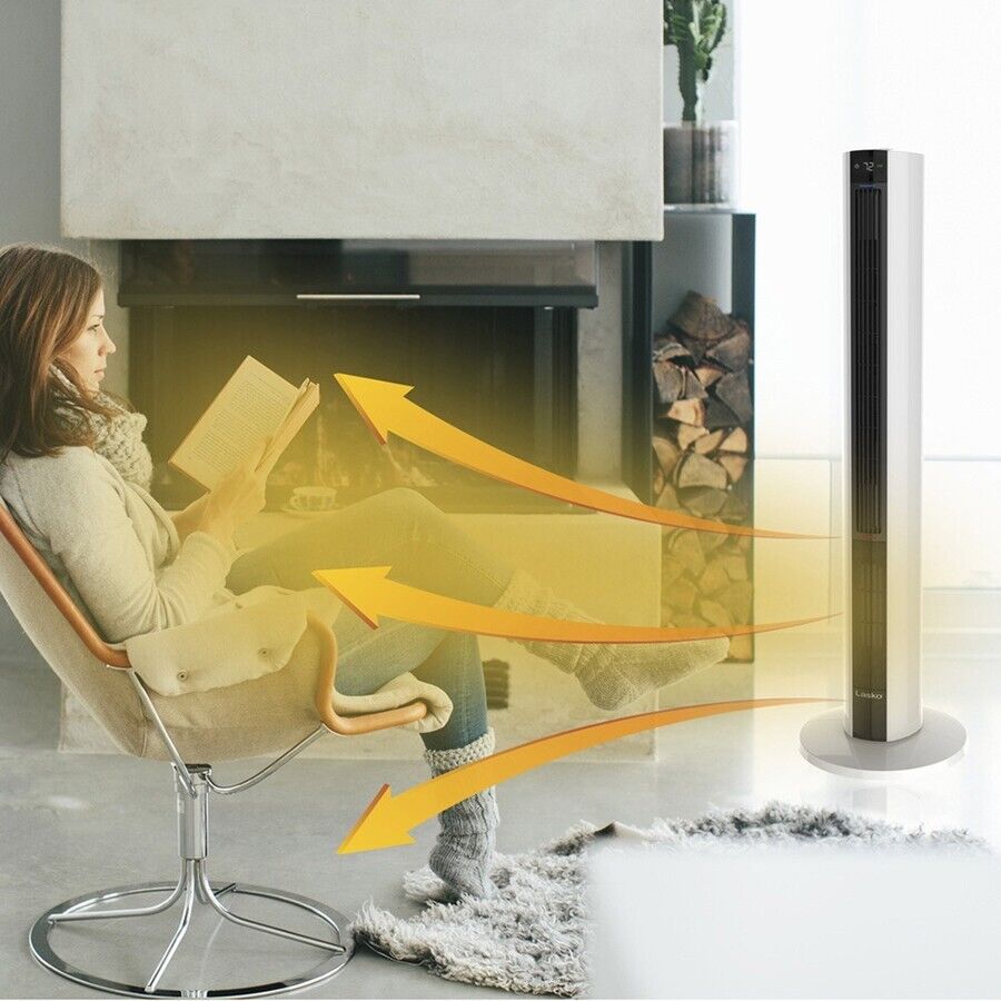 Lasko FH500 All Season Comfort Tower Fan & Heater in One 1500W Black White
