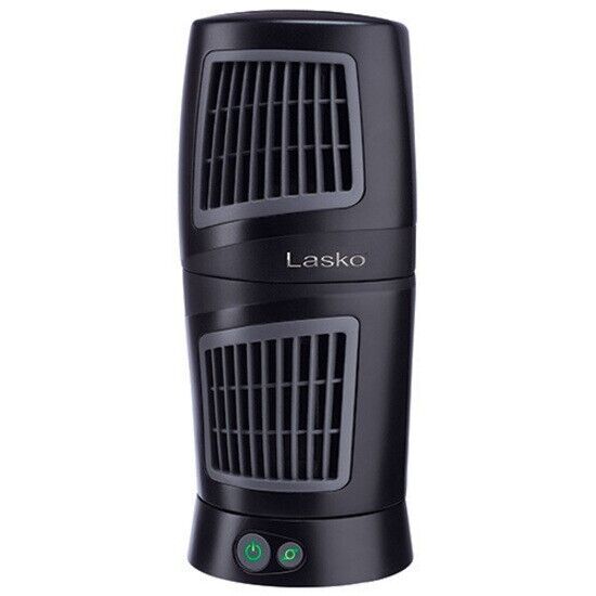 Lasko 4911 11"x5" Oscillating Twist Top Desktop Tower Fan 3 Speed GRAY BLACK