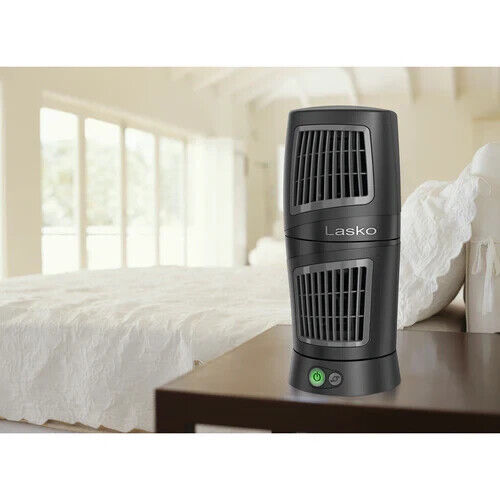 Lasko 4911 11"x5" Oscillating Twist Top Desktop Tower Fan 3 Speed GRAY BLACK