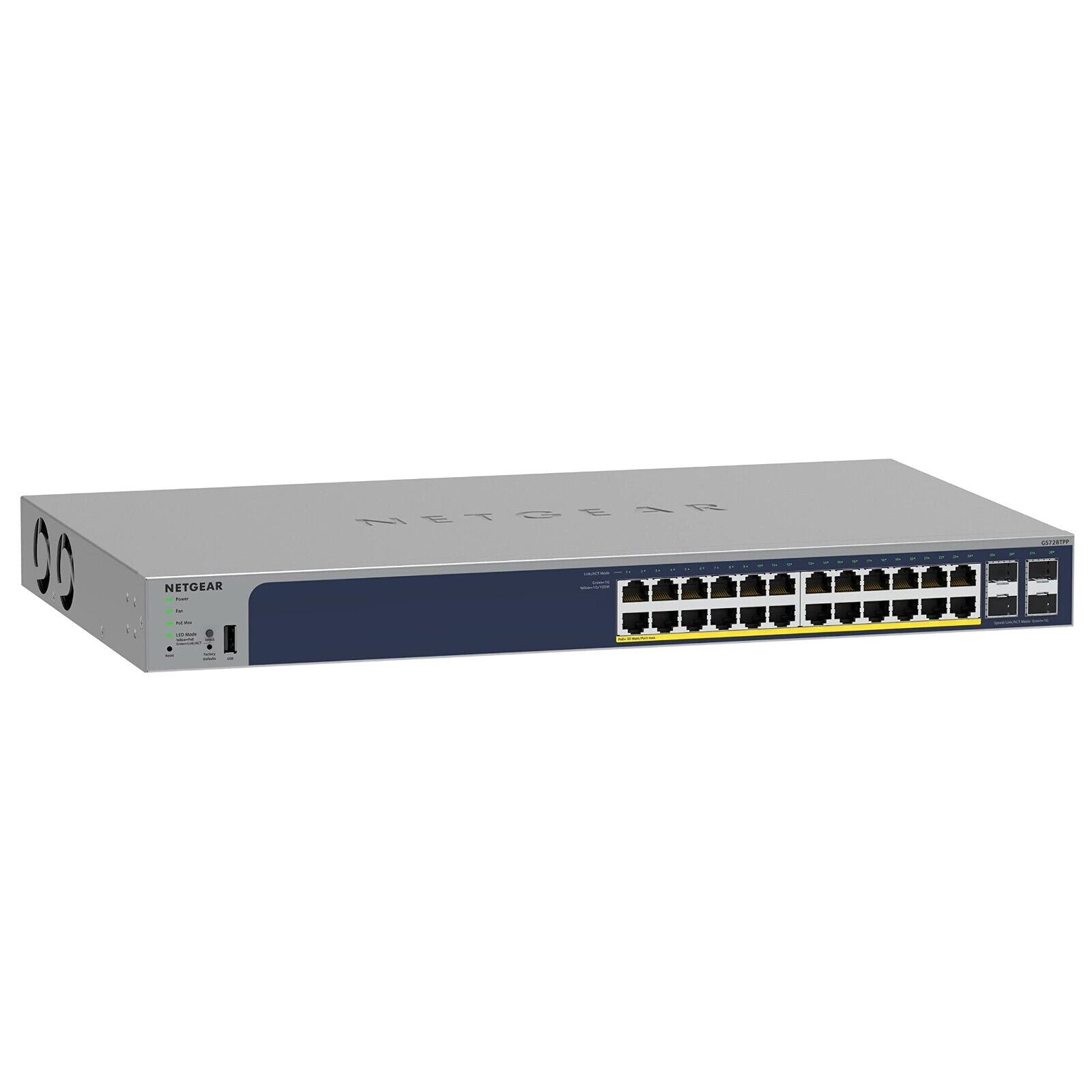 Netgear GS728TPP-300NAS 24 Port Gigabit Smart Managed PoE+ Switch 380W 4 SFP