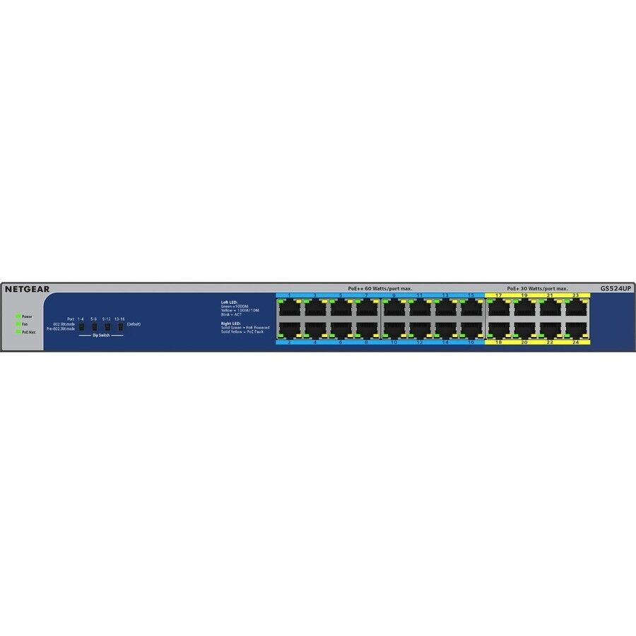 Netgear GS524UP-100NAS 24 Port Gigabit Hi-Power Unmanaged Switch w 16xPoE++ 480W