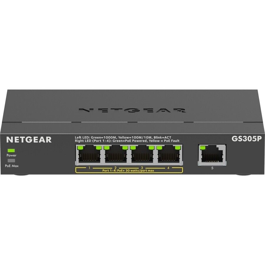 Netgear GS305P-300NAS 5 Gigabit Ethernet Port Unmanaged Switch 4x POE 63W Budget