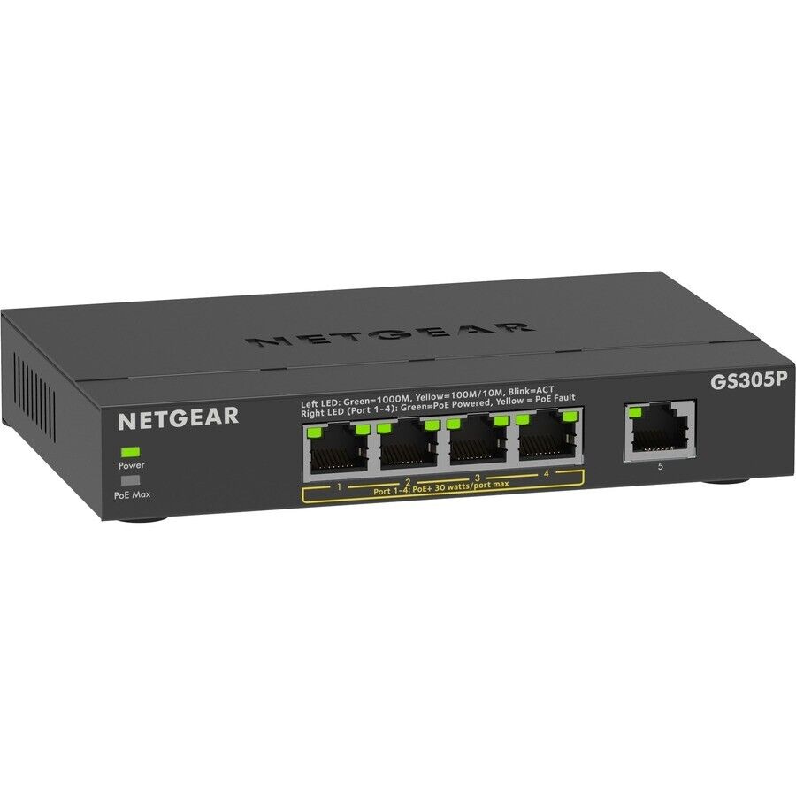 Netgear GS305P-300NAS 5 Gigabit Ethernet Port Unmanaged Switch 4x POE 63W Budget