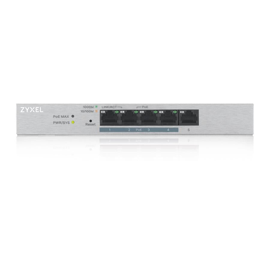 Zyxel GS1200-5HPv2 5 Port Gigabit Ethernet Web Managed 4 PoE 60W Desktop Switch