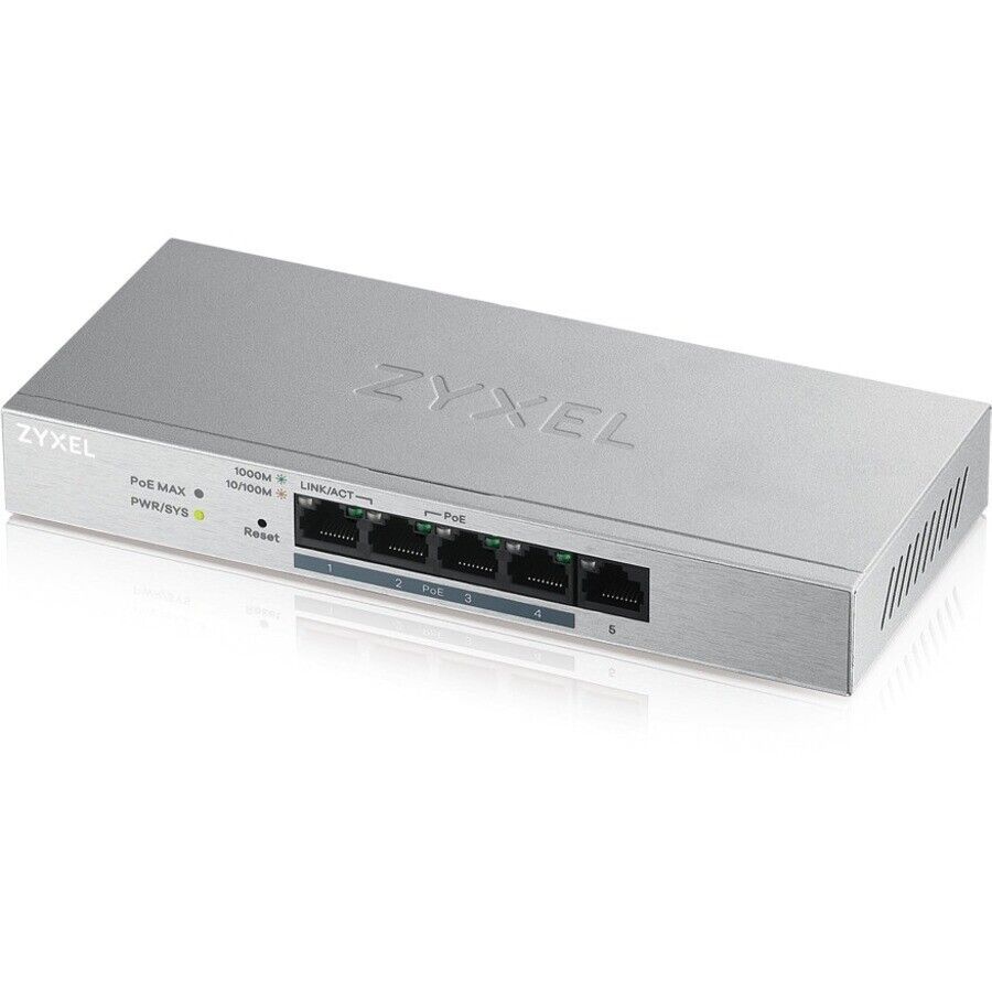 Zyxel GS1200-5HPv2 5 Port Gigabit Ethernet Web Managed 4 PoE 60W Desktop Switch