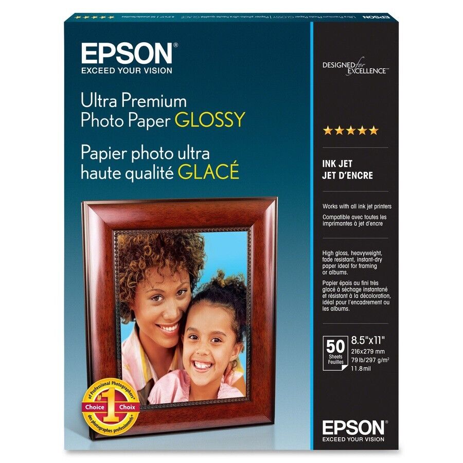 Epson S042175 8.5"x11" Ultra Premium Glossy Paper Bright White 50/Pack