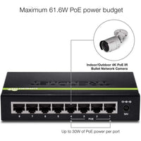 TRENDnet TPE-TG44g 8 Port Gigabit Unmanaged Switch 4 Port PoE+ 61W Budget Metal