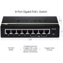 TRENDnet TPE-TG44g 8 Port Gigabit Unmanaged Switch 4 Port PoE+ 61W Budget Metal