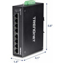 TRENDnet TI-G80 8 Port Hardened Industrial DIN Rail Gigabit Switch Metal Case