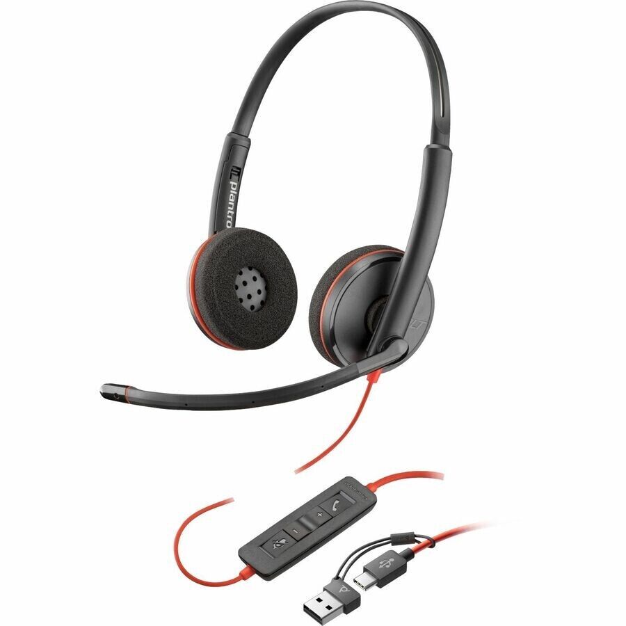 Poly 8X2J9A6 Blackwire 3220 Stereo USB-C/A 3.5mm Headset Inline Control PC MAC