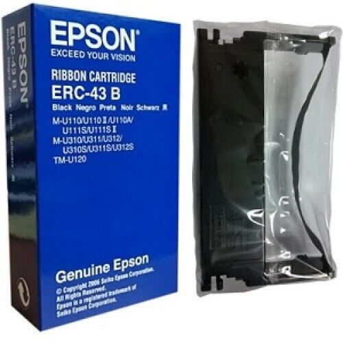 Epson ERC-43B Thermal Transfer Ribbon Cartridge Black 1 Pack 6000000 Characters