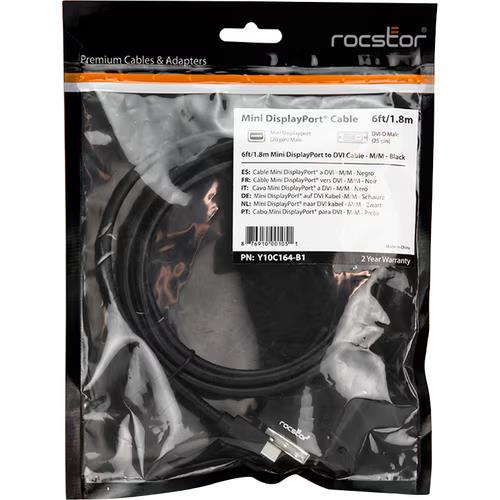 Rocstor Y10C164-B1 6FT Mini-DisplayPort to DVI M/M 1920x1080 Cable Black