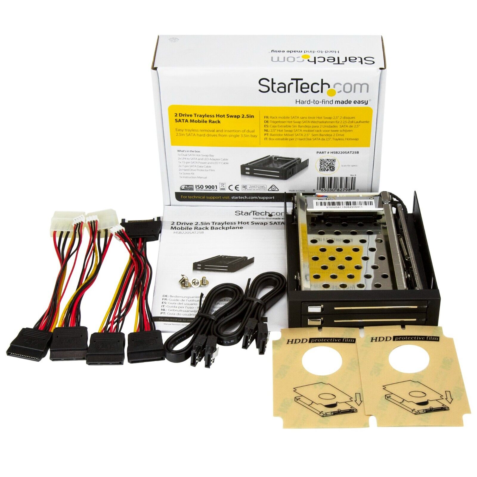 StarTech HSB220SAT25B 2x 2.5" to 3.5" Trayless Hot Swap SATA Rack Backplane BLK