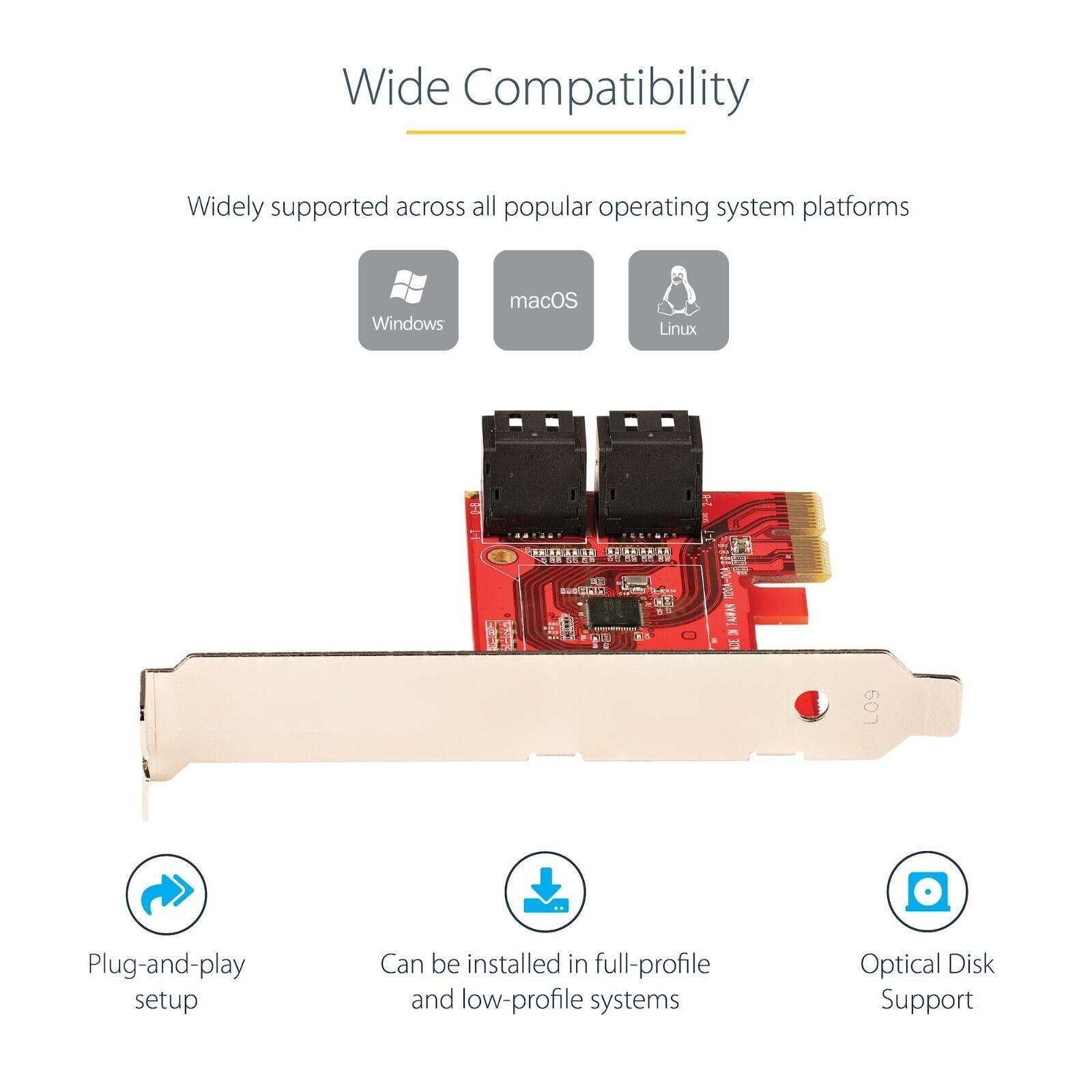 StarTech 4P6G-PCIe-SATA-CARD 4 Port SATA 7 Pin PCIe x2 Low Profile Card Adapter