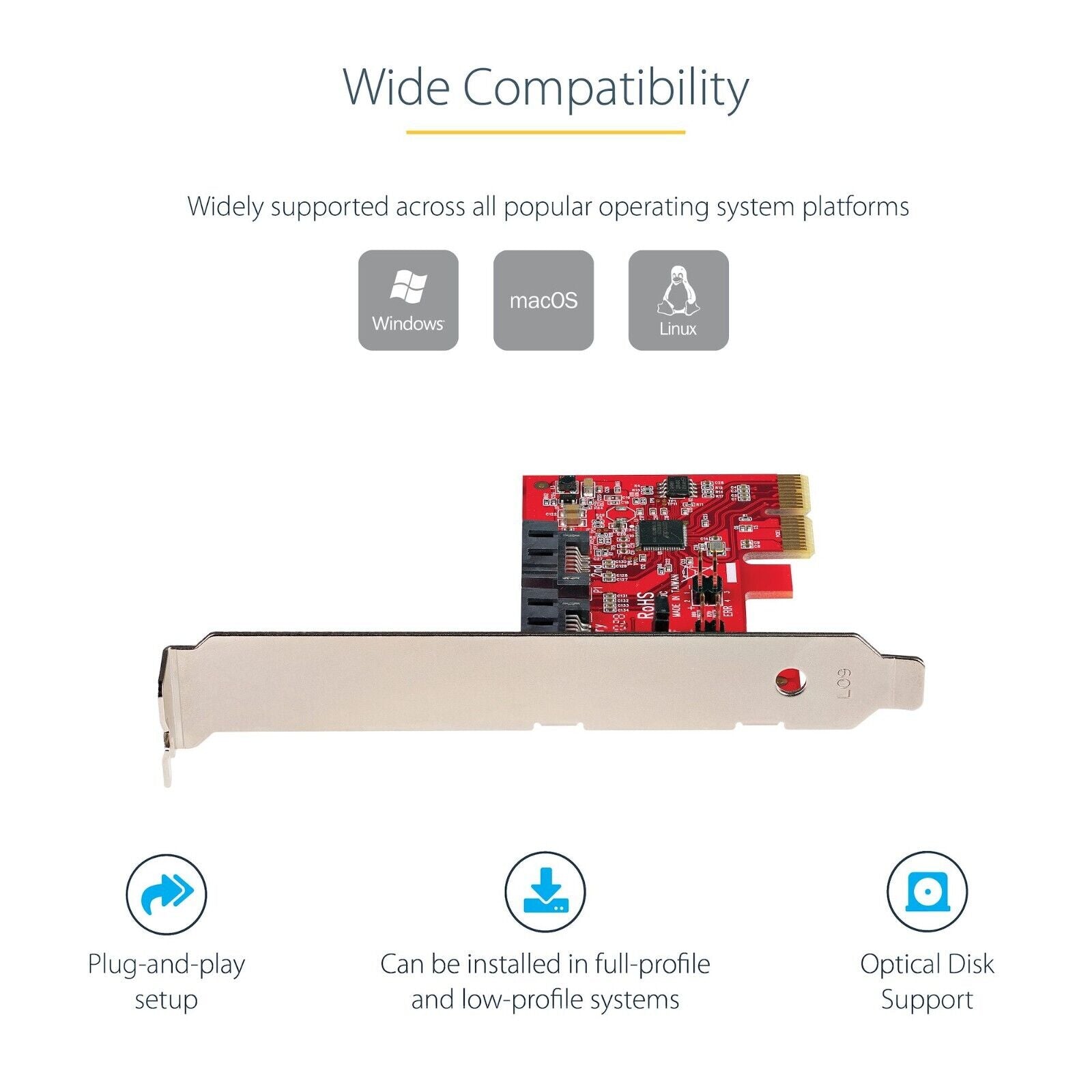 StarTech 2P6GR-PCIe-SATA-CARD 2 Port SATA 7 Pin PCIe x2 Low Profile Card Adapter