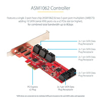 StarTech 10P6G-PCIe-SATA-CARD 10 Port SATA 7 Pin PCIe x2 LowProfile Card Adapter