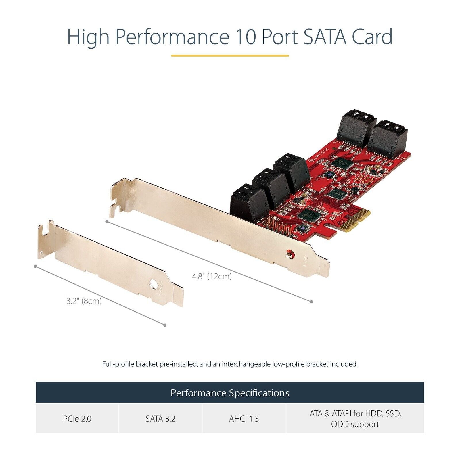 StarTech 10P6G-PCIe-SATA-CARD 10 Port SATA 7 Pin PCIe x2 LowProfile Card Adapter