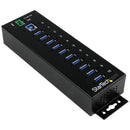 StarTech ST1030USBM 10 Port USB-A 3.0 Industrial Grade Metal Casing Hub Black