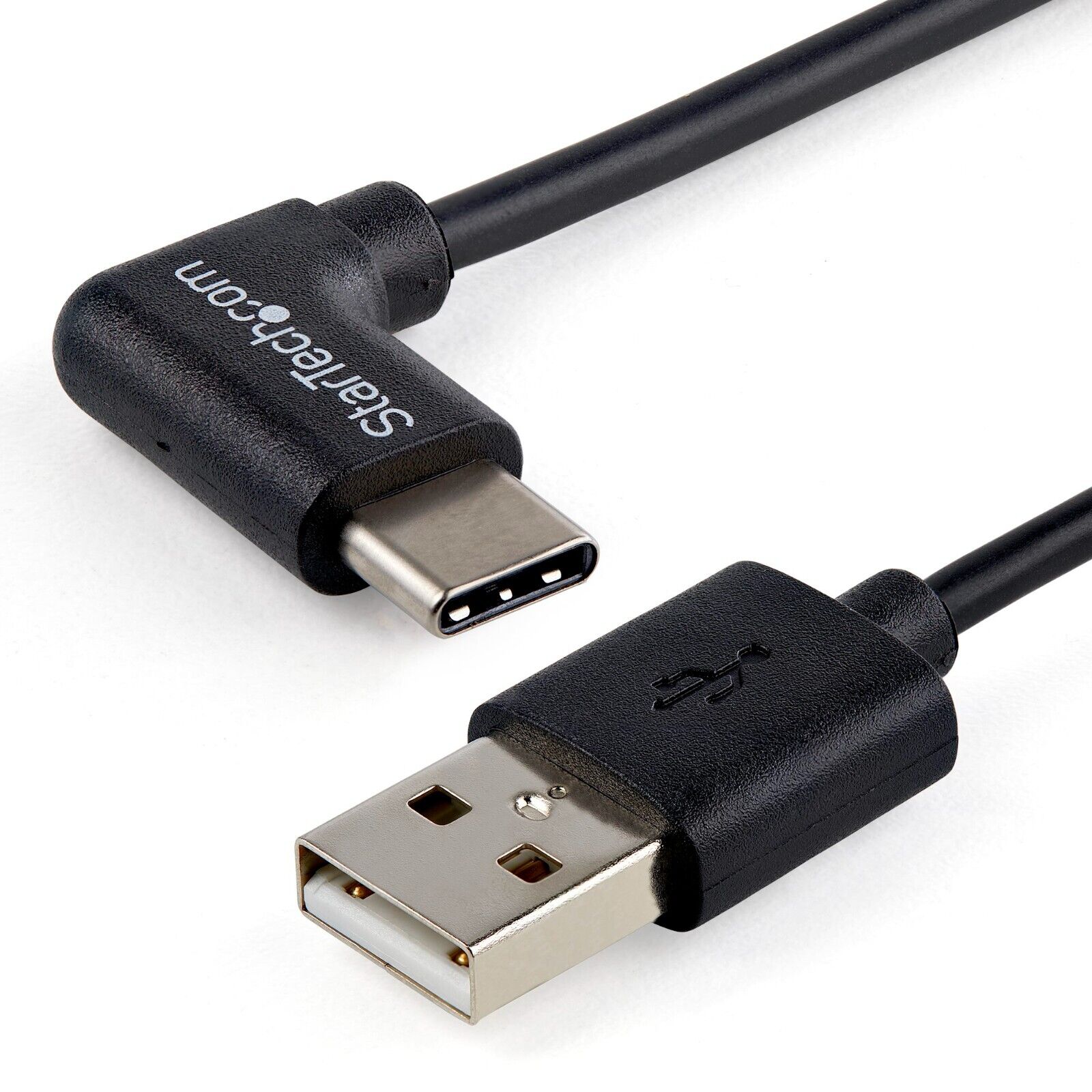 StarTech USB2AC1MR 3Ft (1M) USB-A to USB C Right Angle Cable IF-Cert Cable Black