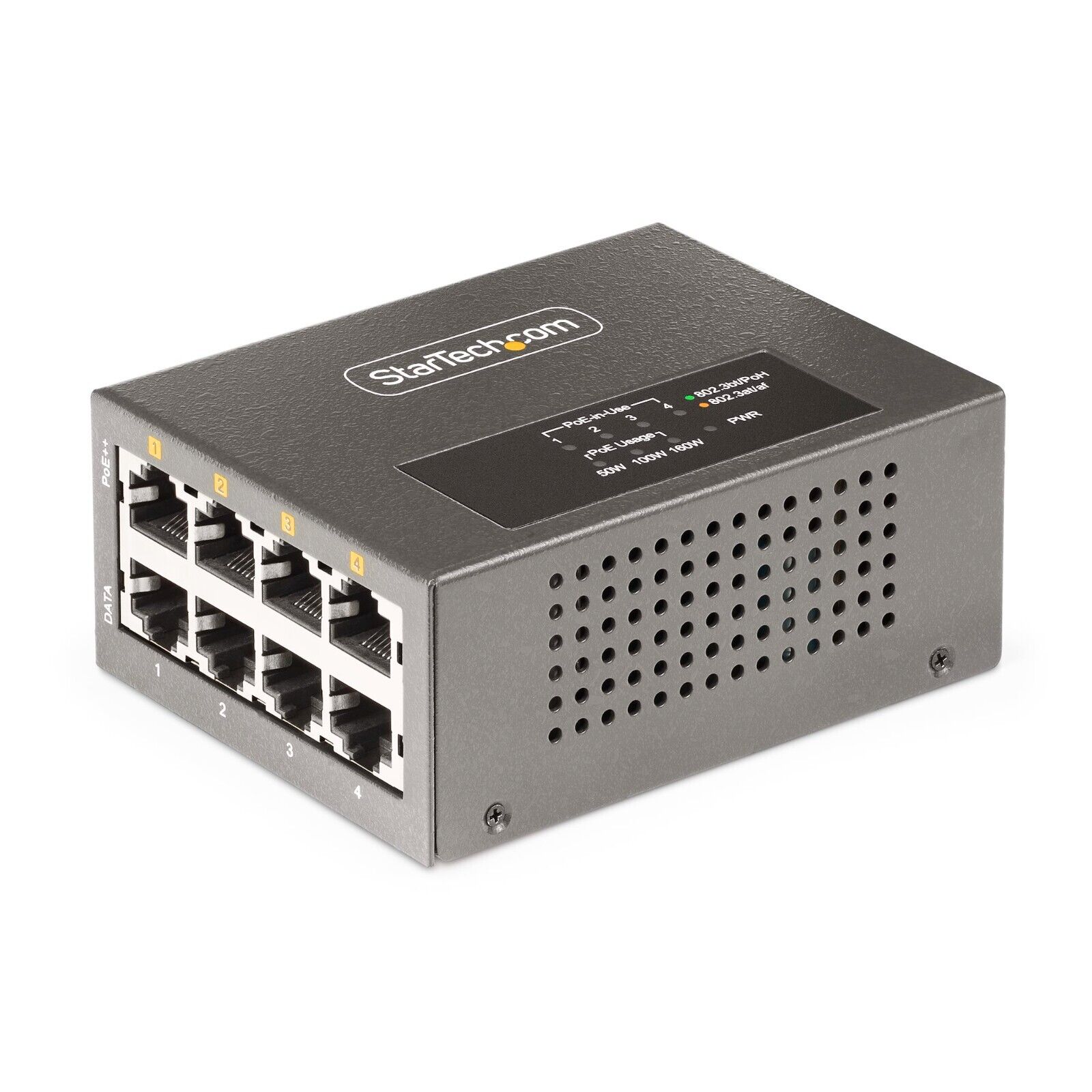 StarTech AS445C-POE-INJECTOR 8 Port 5/2.5/1G Indtl Eth Net Switch w 4 PoE++ 160W